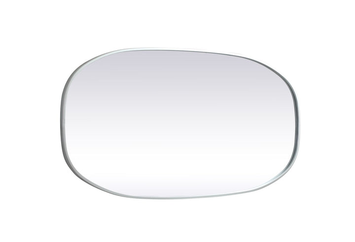 Metal Frame Oval Mirror 24X48 Inch In Silver
