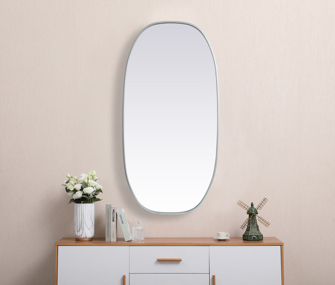 Metal Frame Oval Mirror 24X48 Inch In Silver