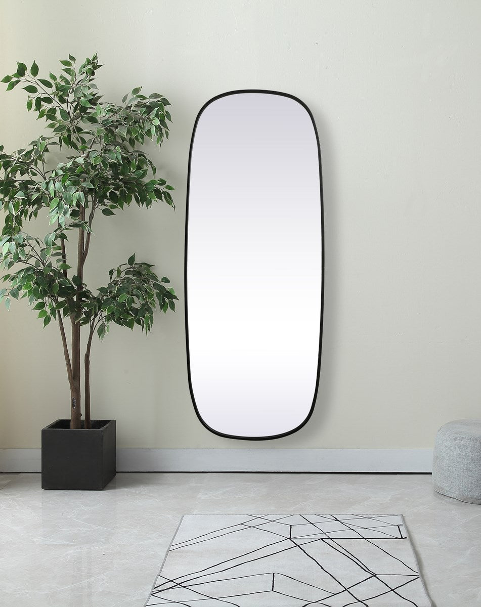 Metal Frame Oval Mirror 24X60 Inch In Black