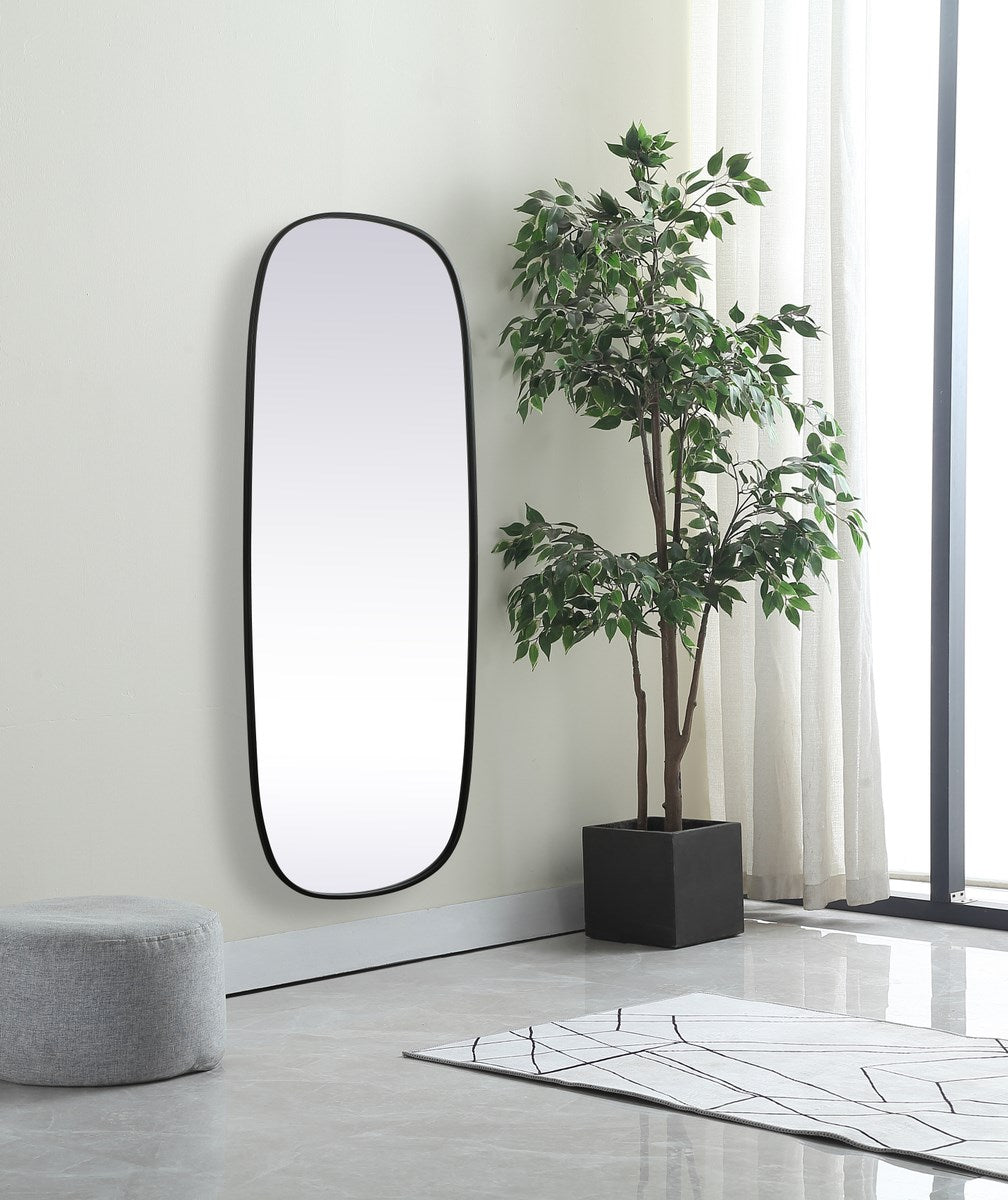 Metal Frame Oval Mirror 24X60 Inch In Black