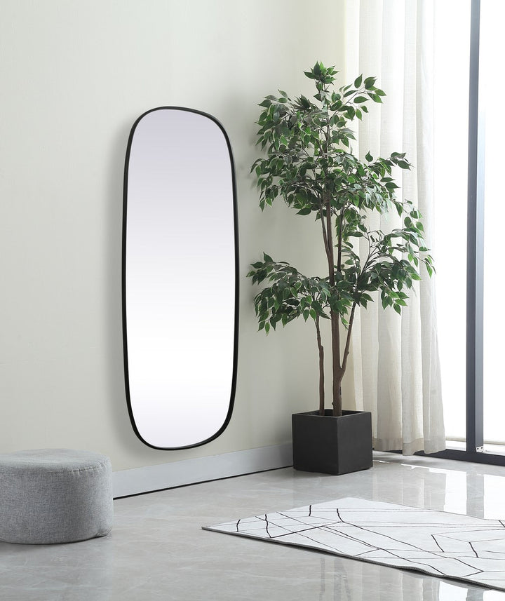 Metal Frame Oval Mirror 24X60 Inch In Black