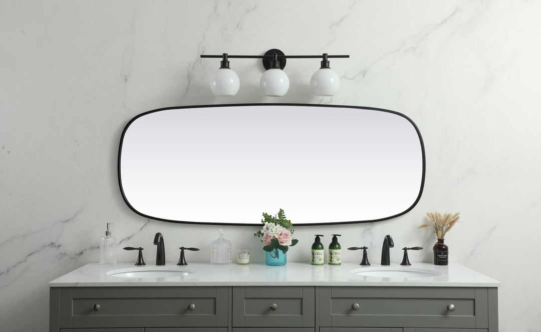 Metal Frame Oval Mirror 24X60 Inch In Black
