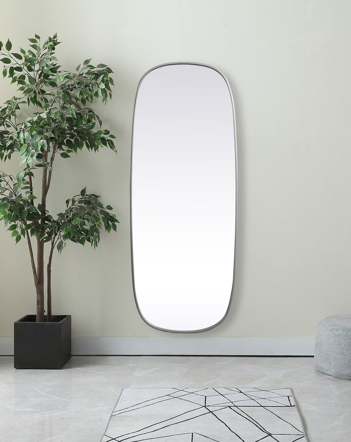 Metal Frame Oval Mirror 24X60 Inch In Silver