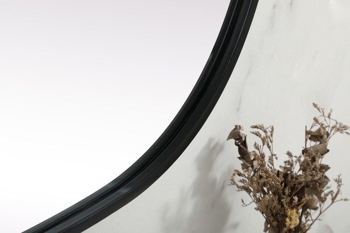 Metal Frame Oval Mirror 27X36 Inch In Black