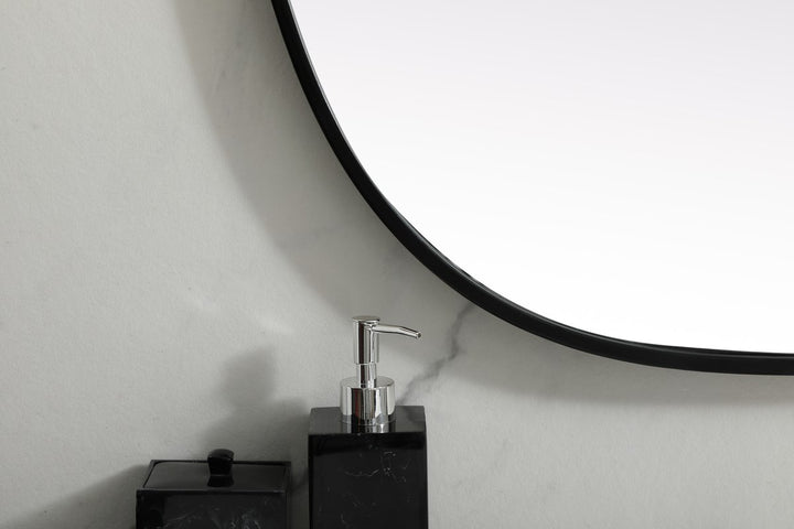 Metal Frame Oval Mirror 27X36 Inch In Black