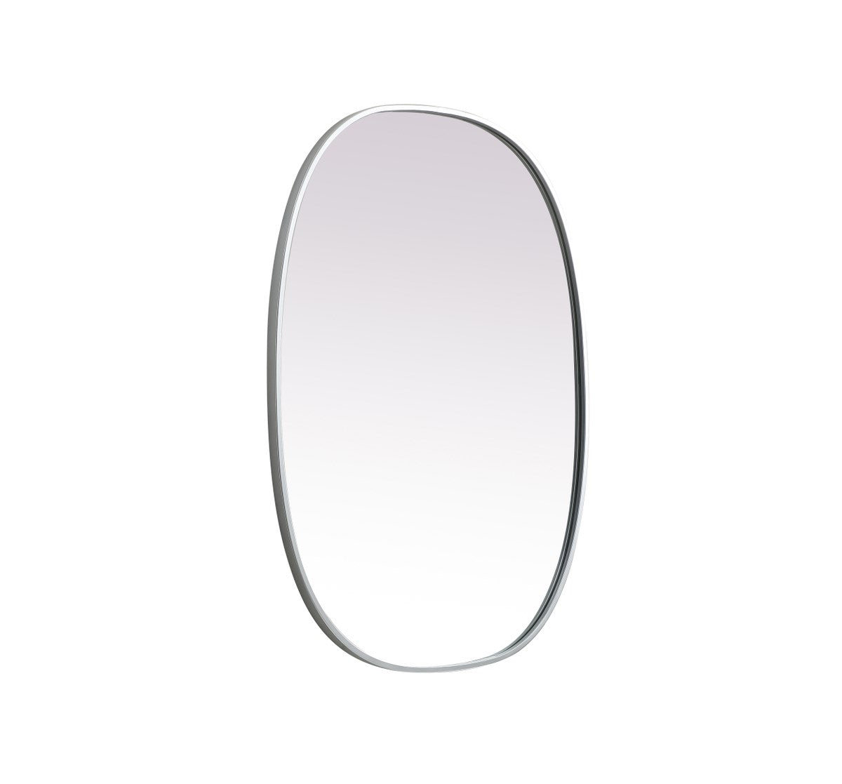 Metal Frame Oval Mirror 27X36 Inch In Silver