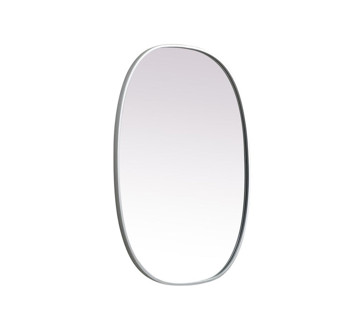 Metal Frame Oval Mirror 27X36 Inch In Silver