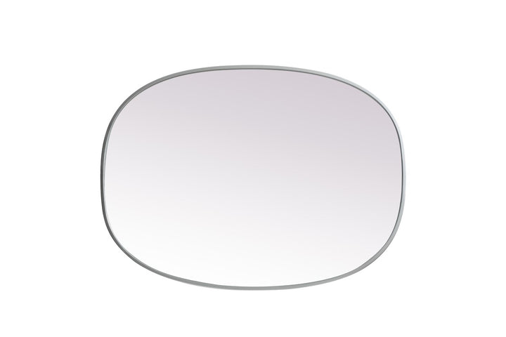 Metal Frame Oval Mirror 27X36 Inch In Silver