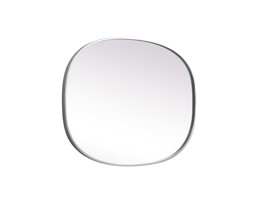 Metal Frame Oval Mirror 27X36 Inch In Silver