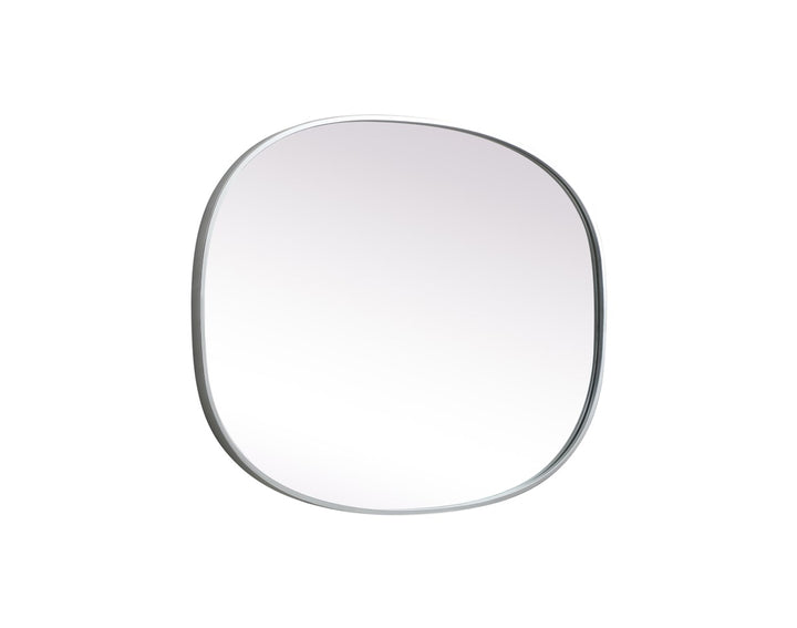 Metal Frame Oval Mirror 27X36 Inch In Silver