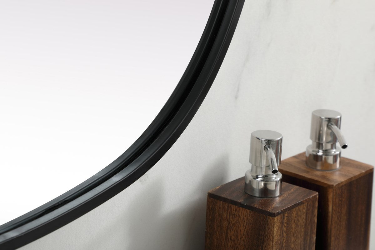 Metal Frame Oval Mirror 27X40 Inch In Black