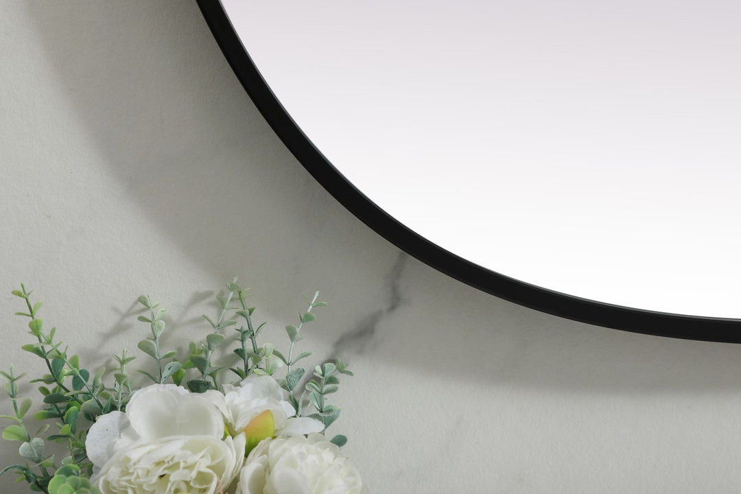Metal Frame Oval Mirror 27X40 Inch In Black