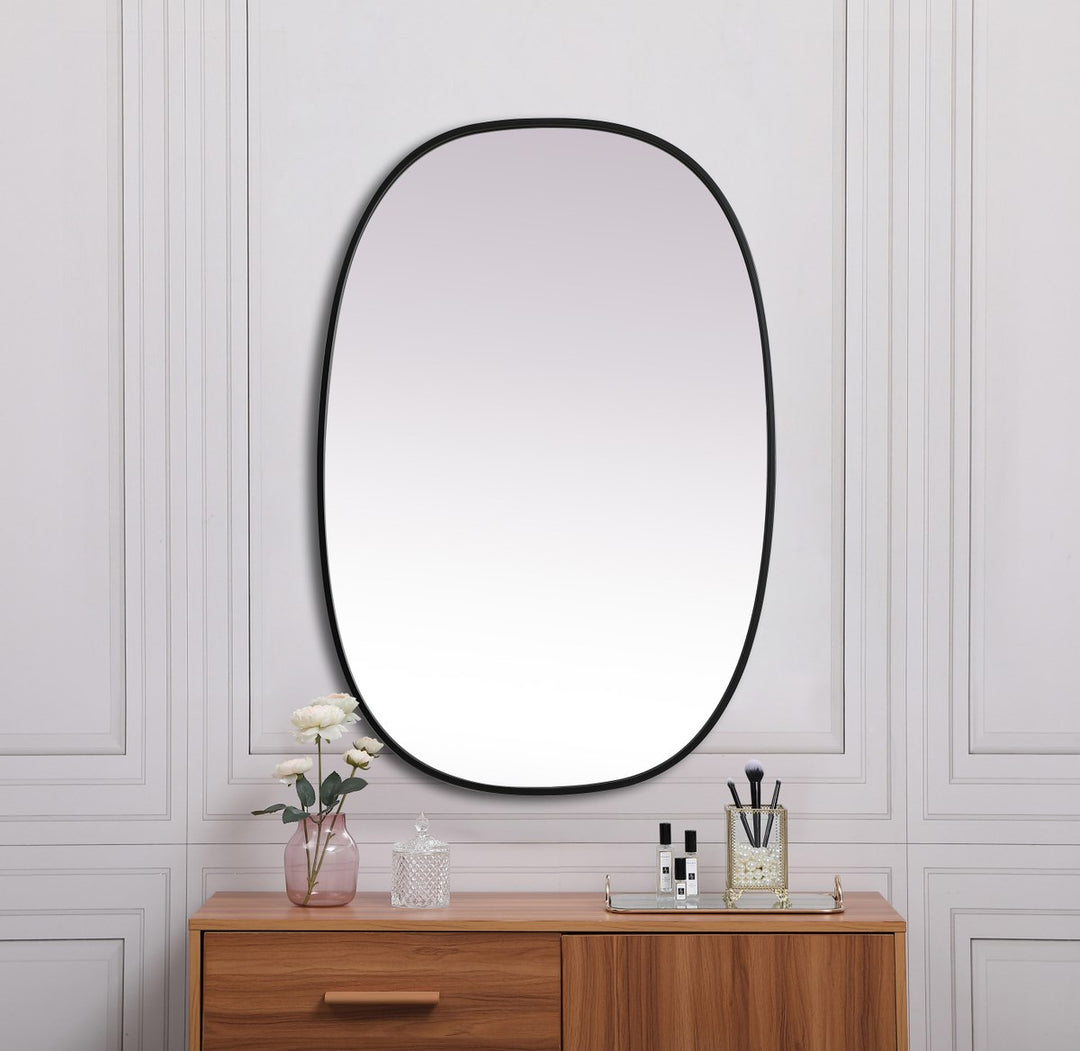 Metal Frame Oval Mirror 27X40 Inch In Black