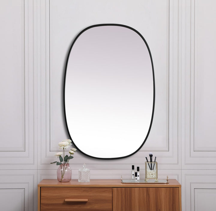 Metal Frame Oval Mirror 27X40 Inch In Black