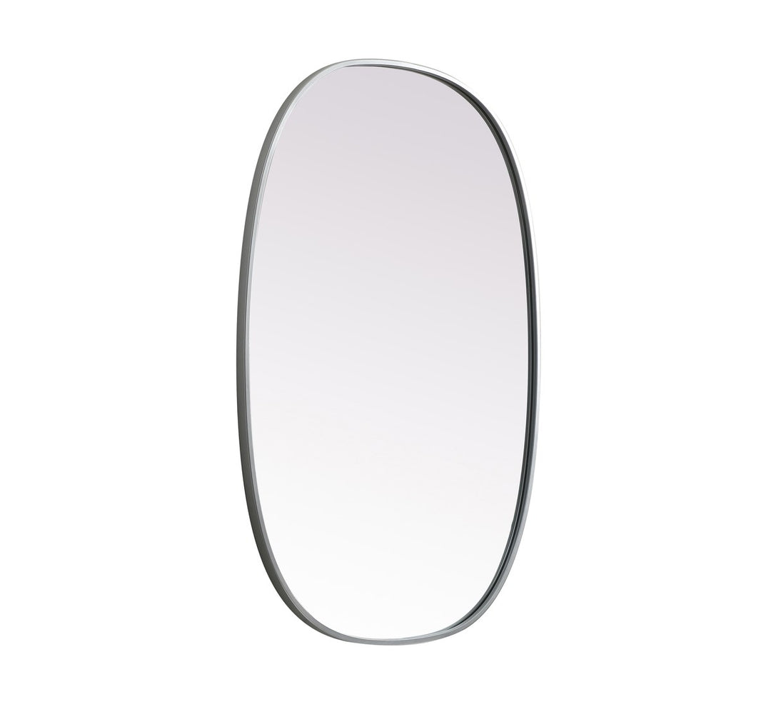 Metal Frame Oval Mirror 27X40 Inch In Silver