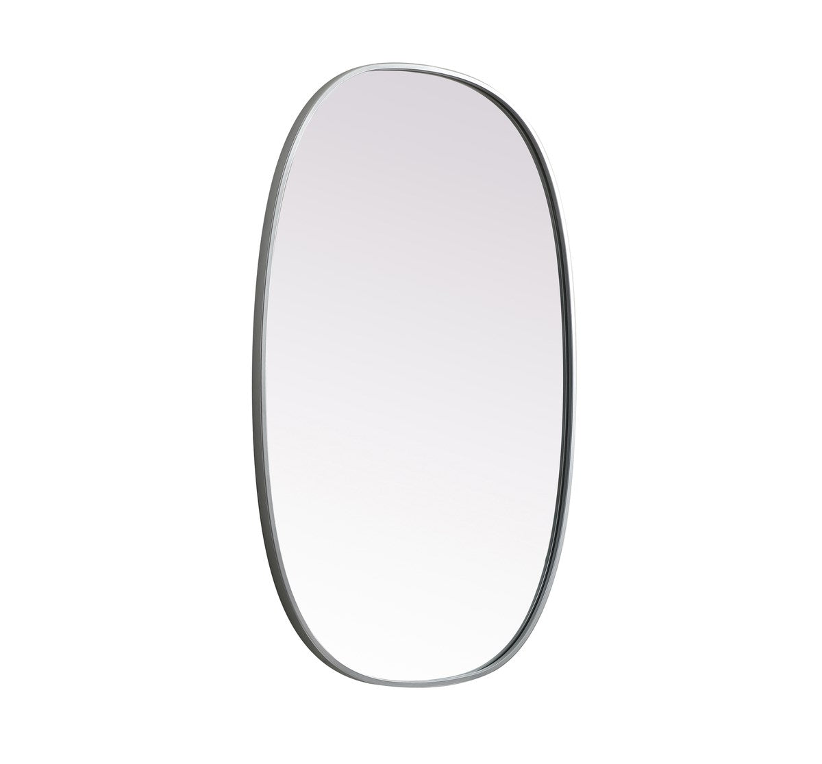 Metal Frame Oval Mirror 27X40 Inch In Silver