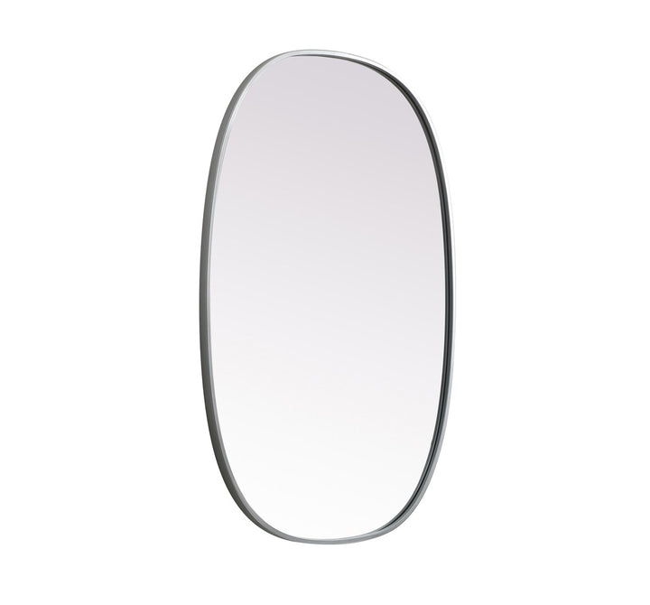 Metal Frame Oval Mirror 27X40 Inch In Silver