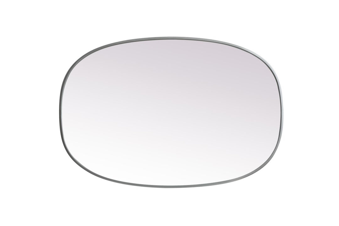 Metal Frame Oval Mirror 27X40 Inch In Silver