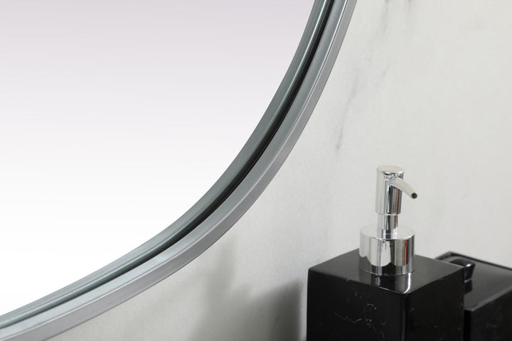 Metal Frame Oval Mirror 27X40 Inch In Silver
