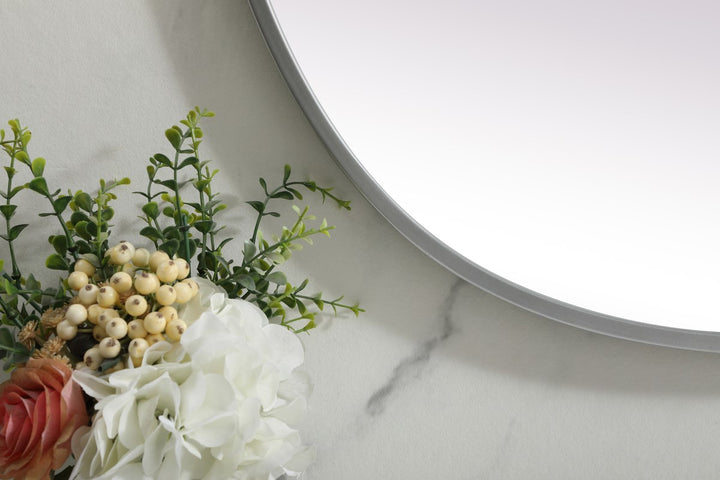 Metal Frame Oval Mirror 27X40 Inch In Silver
