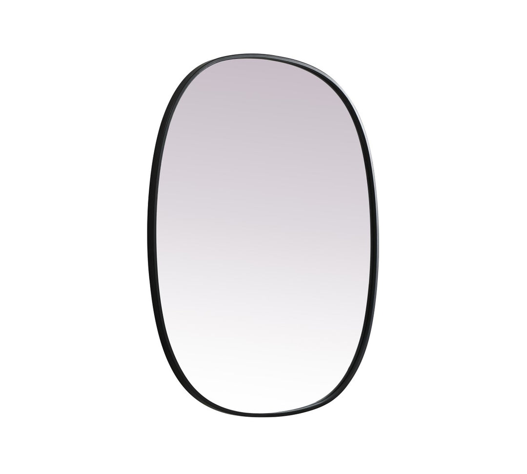 Metal Frame Oval Mirror 30X36 Inch In Black