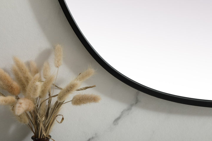 Metal Frame Oval Mirror 30X36 Inch In Black