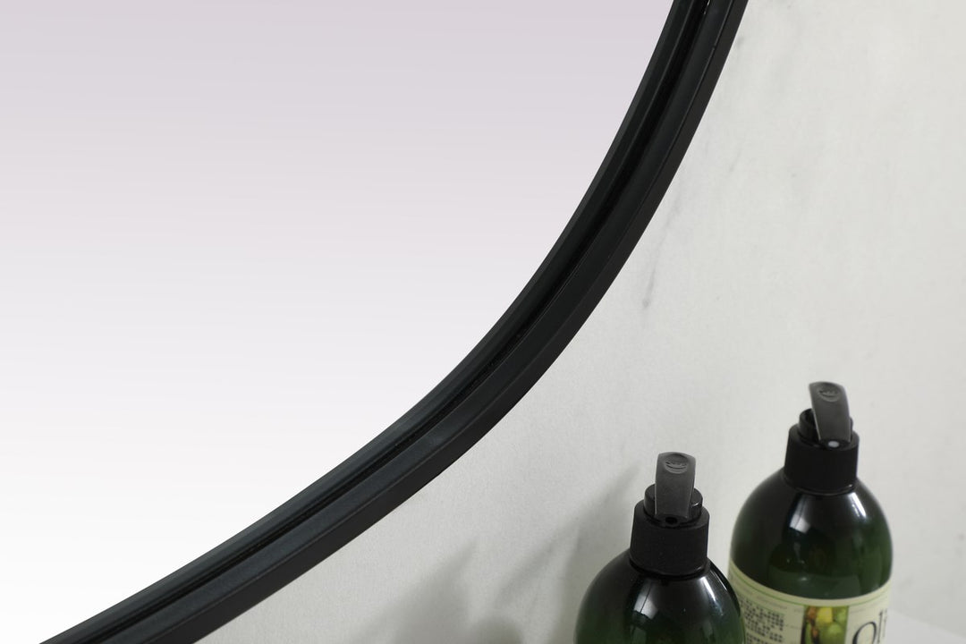 Metal Frame Oval Mirror 30X36 Inch In Black