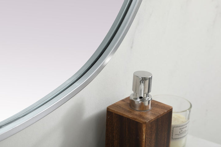Metal Frame Oval Mirror 30X36 Inch In Silver