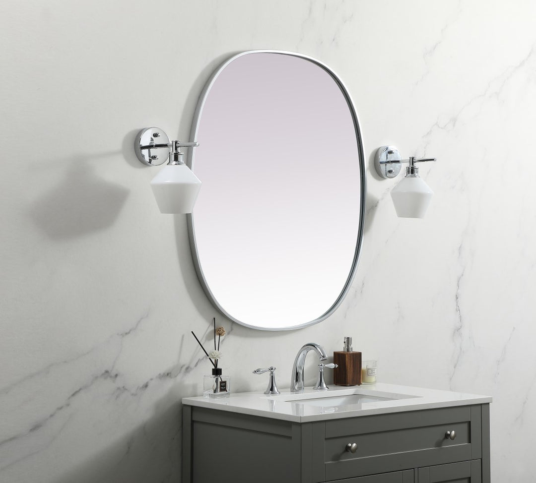 Metal Frame Oval Mirror 30X36 Inch In Silver