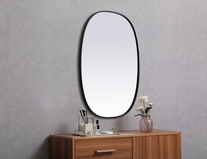 Metal Frame Oval Mirror 30X40 Inch In Black