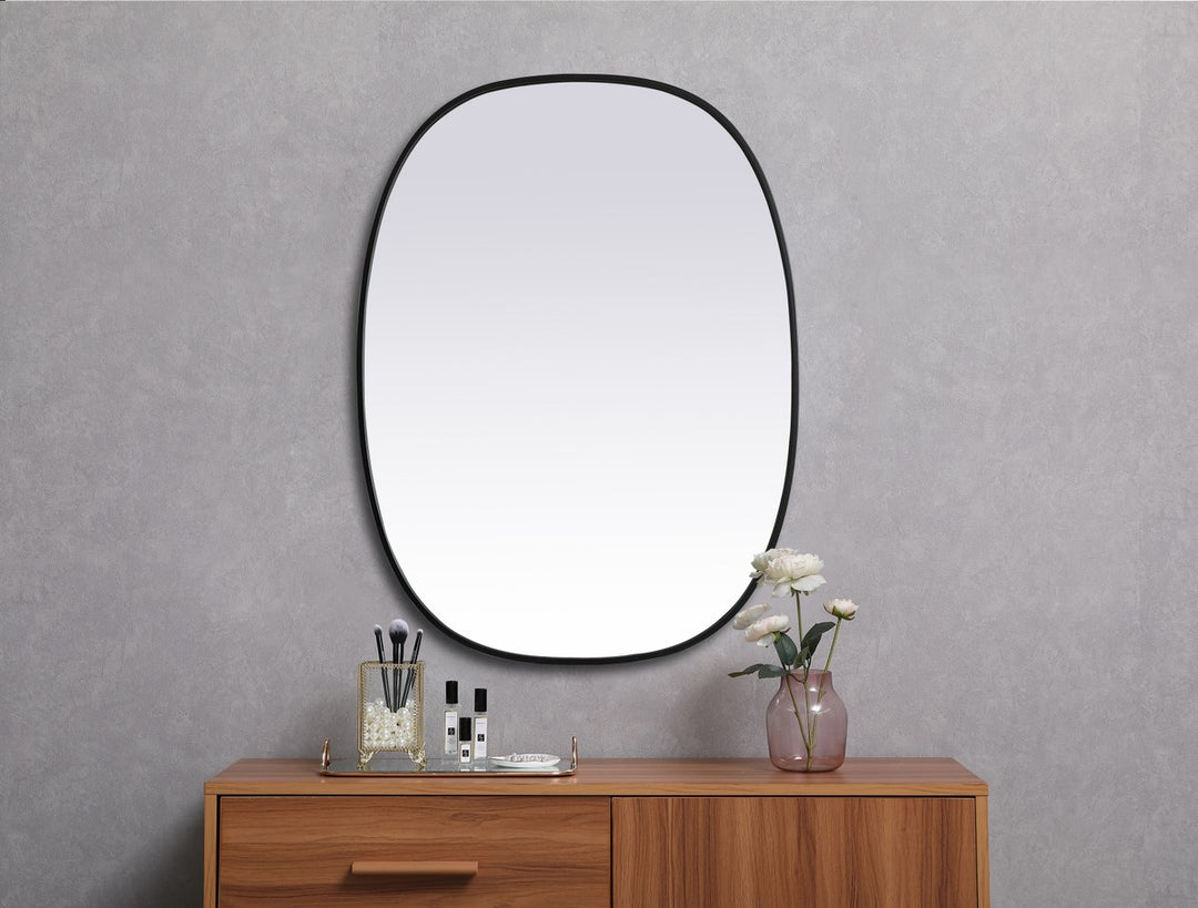 Metal Frame Oval Mirror 30X40 Inch In Black