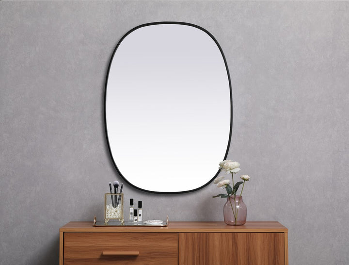 Metal Frame Oval Mirror 30X40 Inch In Black