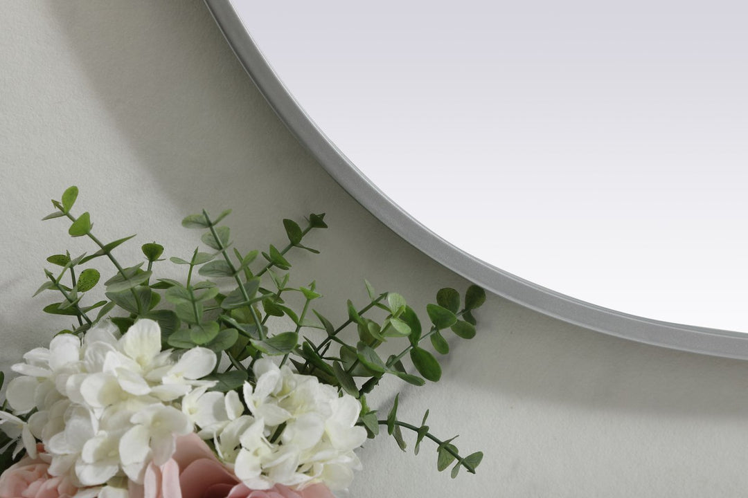 Metal Frame Oval Mirror 30X40 Inch In Silver