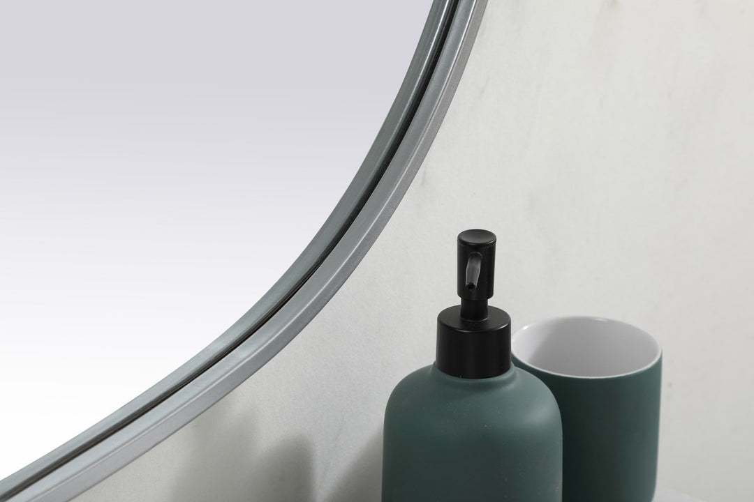 Metal Frame Oval Mirror 30X40 Inch In Silver