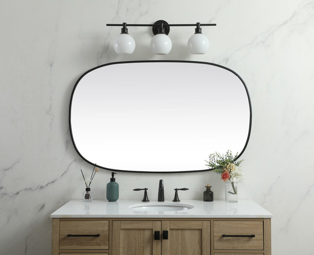 Metal Frame Oval Mirror 30X48 Inch In Black