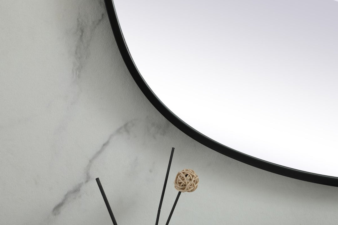 Metal Frame Oval Mirror 30X48 Inch In Black