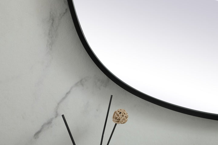 Metal Frame Oval Mirror 30X48 Inch In Black