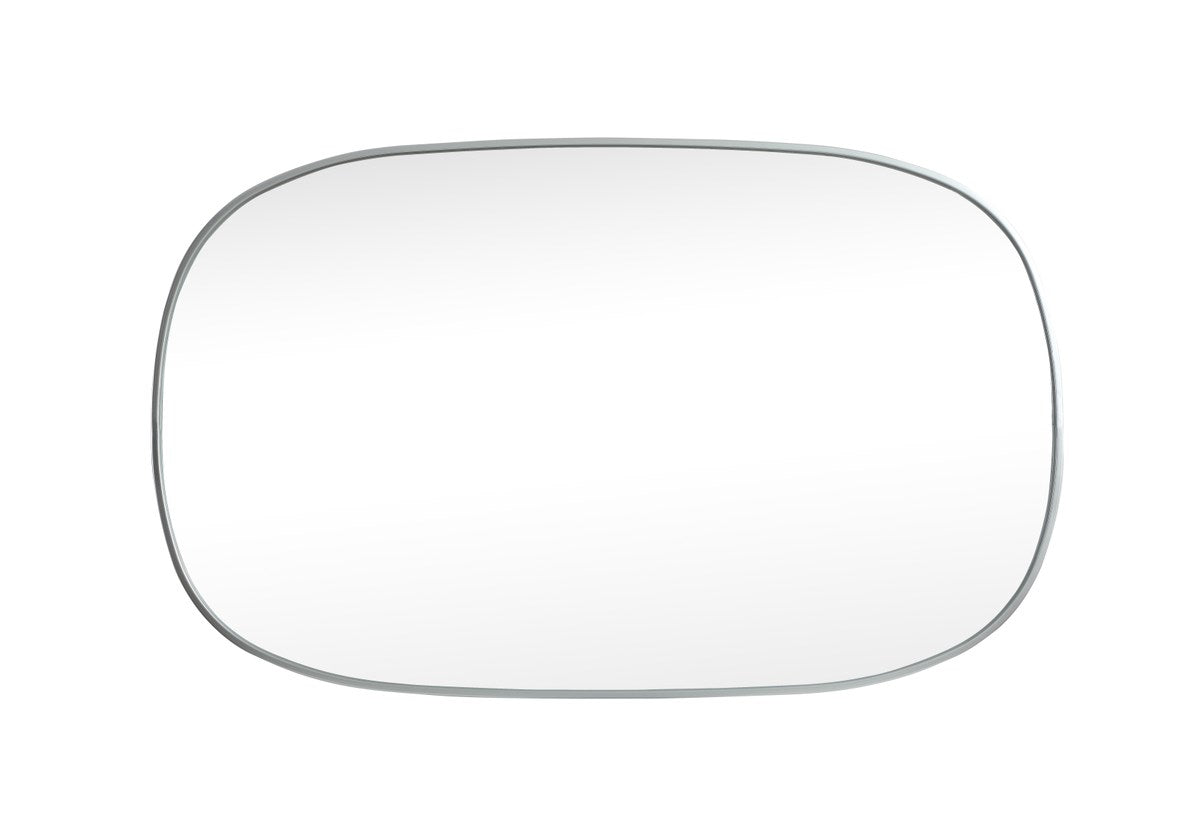Metal Frame Oval Mirror 30X48 Inch In Silver