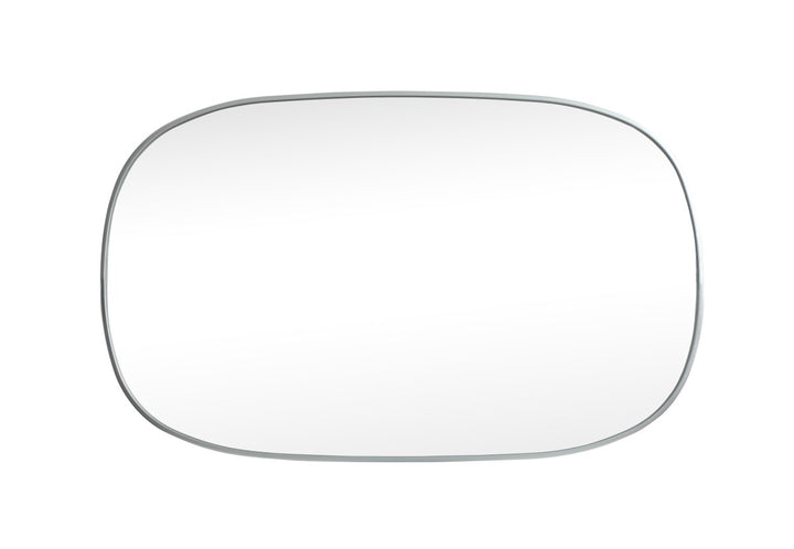 Metal Frame Oval Mirror 30X48 Inch In Silver