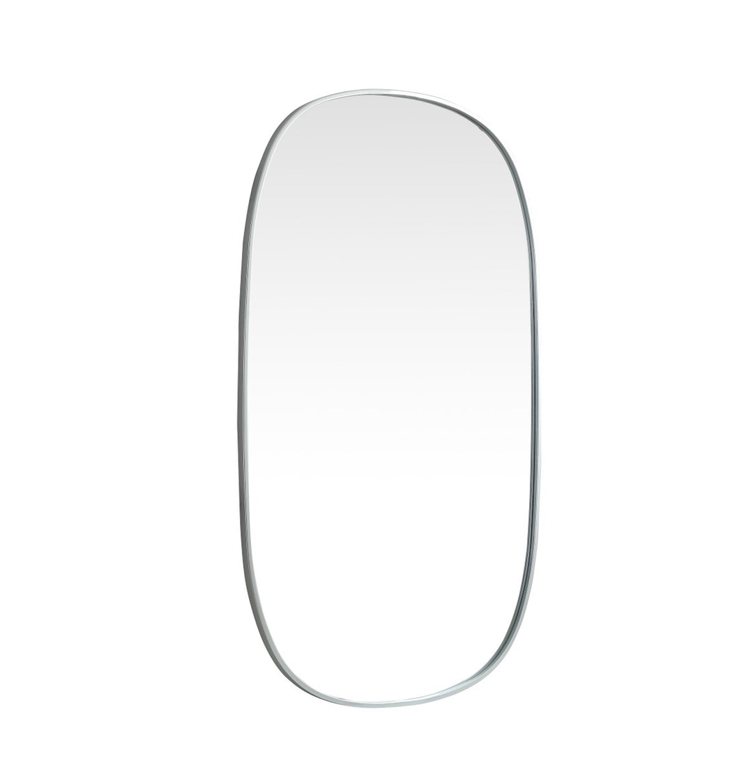 Metal Frame Oval Mirror 30X48 Inch In Silver
