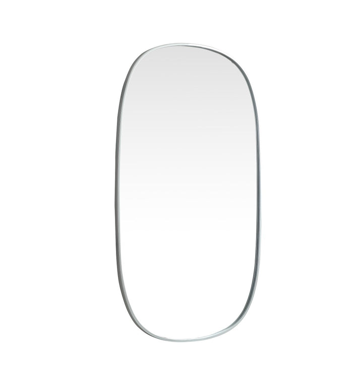 Metal Frame Oval Mirror 30X48 Inch In Silver