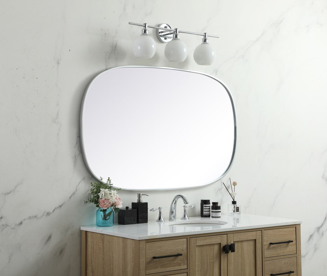 Metal Frame Oval Mirror 30X48 Inch In Silver