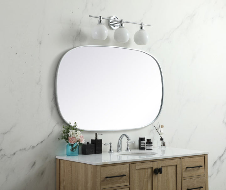 Metal Frame Oval Mirror 30X48 Inch In Silver