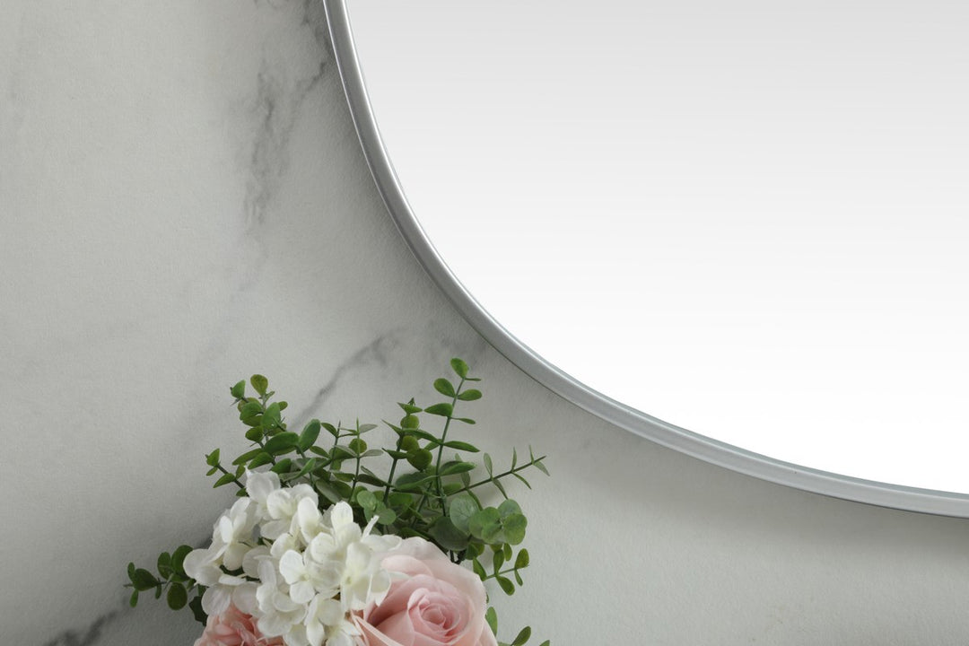 Metal Frame Oval Mirror 30X48 Inch In Silver