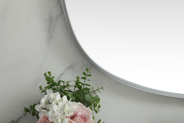 Metal Frame Oval Mirror 30X48 Inch In Silver