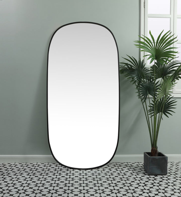 Metal Frame Oval Mirror 30X60 Inch In Black