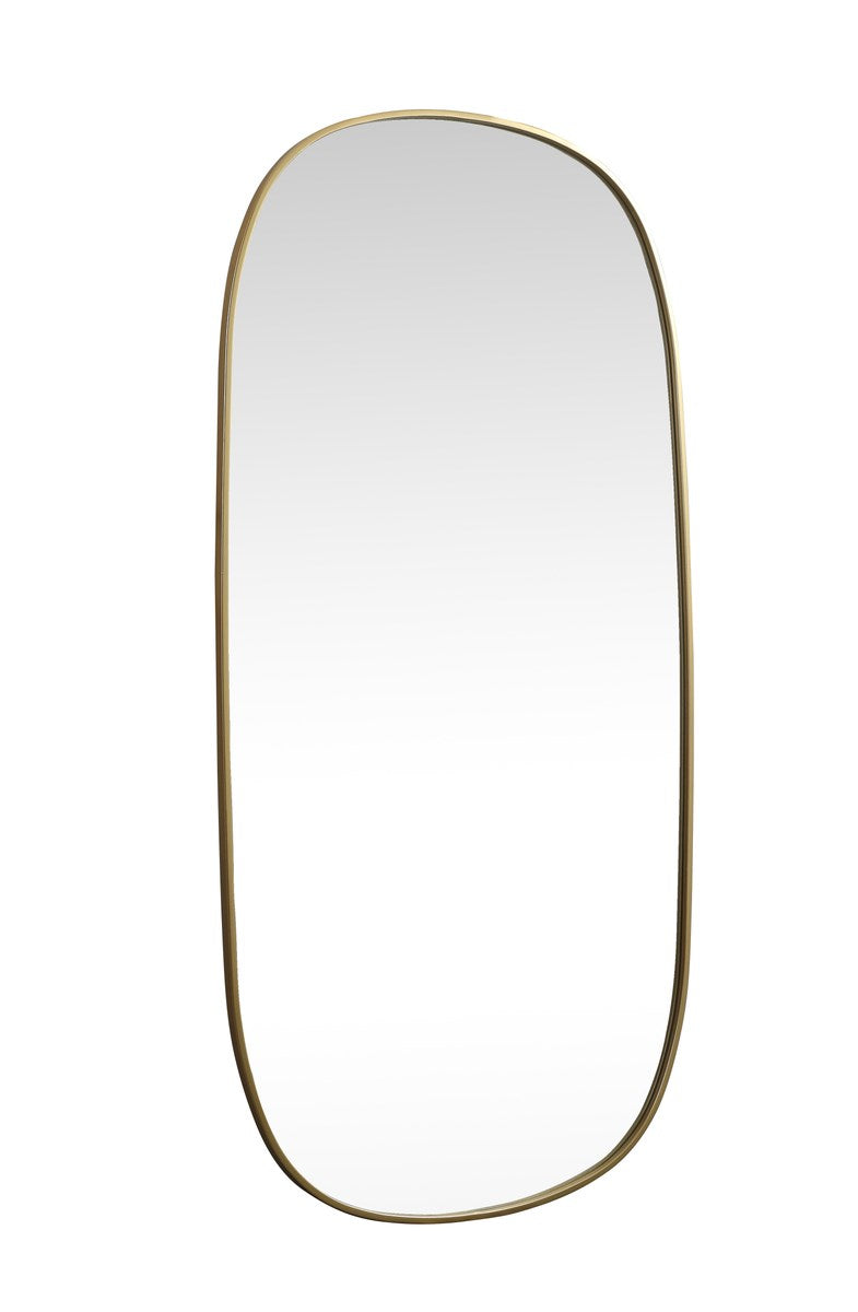 Metal Frame Oval Mirror 30X60 Inch In Brass