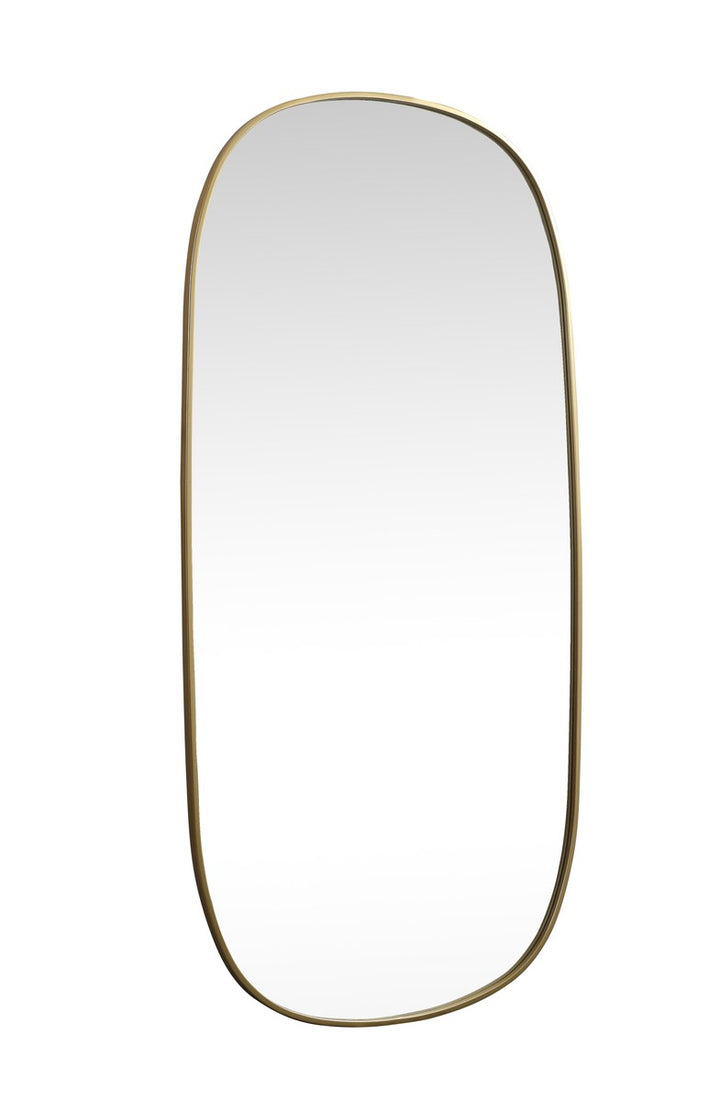 Metal Frame Oval Mirror 30X60 Inch In Brass