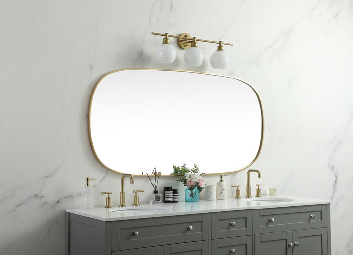 Metal Frame Oval Mirror 30X60 Inch In Brass