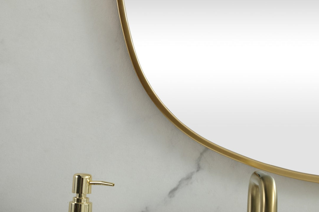 Metal Frame Oval Mirror 30X60 Inch In Brass